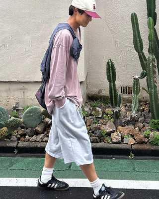 Belted wide sweat Bermuda shorts
