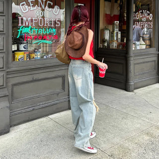 Vintage wide-leg denim pants