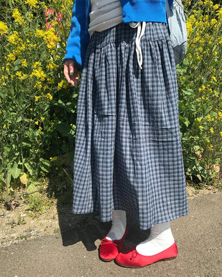 Vintage check midi skirt