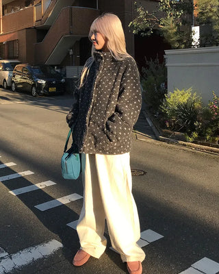 Dot fleece zip-up