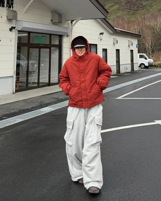 Oversized hooded down jacket