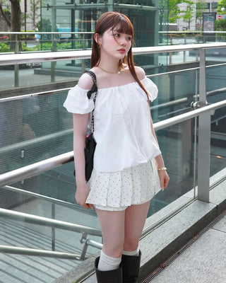 Ribbon puff sleeve blouse