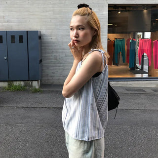 Striped button camisole