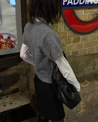 Bouclé short-sleeved cardigan