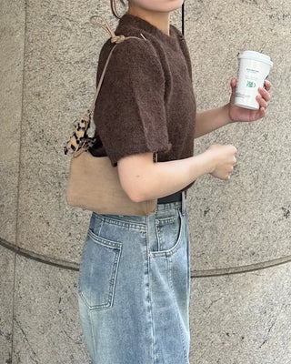 Long tie & short-sleeve knit set