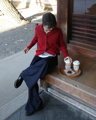 Zip-button knit cardigan