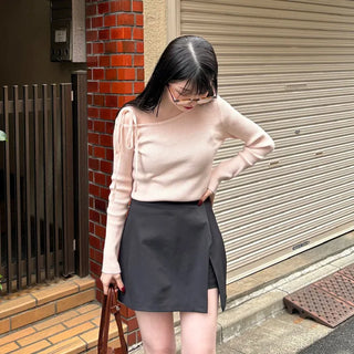 Ribbon Off-Shoulder Knit