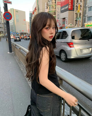 High-neck button-down sleeveless top