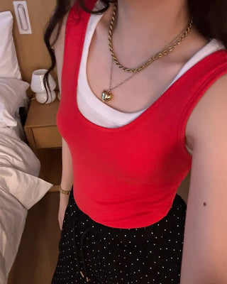 U-neck slim sleeveless dress
