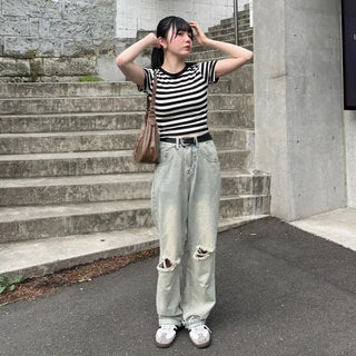 Striped cropped T-shirt