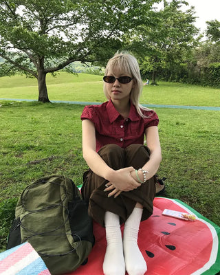 Nylon backpack with side pockets