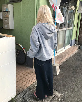 Long denim skirt