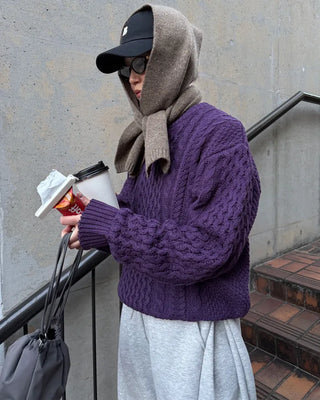 Wool color cable knit
