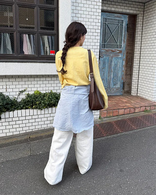 Back-belt wide-leg pants
