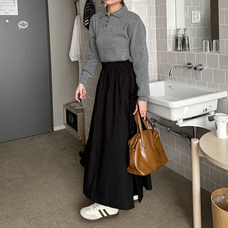 Side pocket gathered flared skirt
