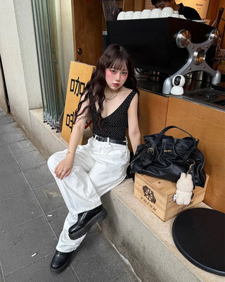 Ribbon back pocket balloon pants