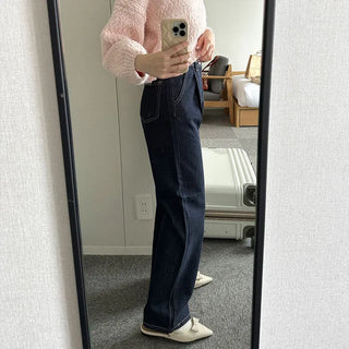 Stitched denim pants