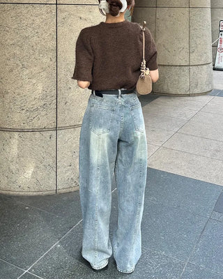 Side yoke seam wide jeans