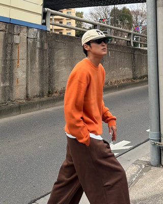 Rib-knit crew neck