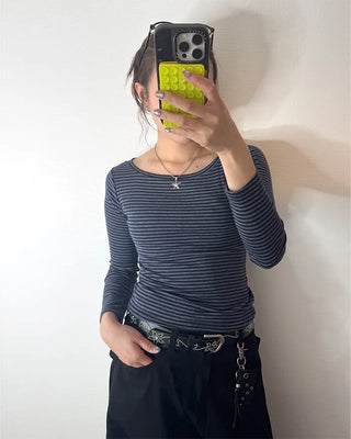 Striped boat neck t-shirt