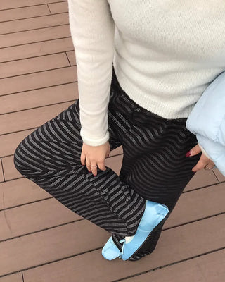 Striped elastic waist pants