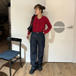 Indigo wide-leg denim