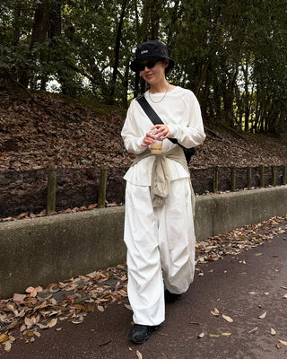 Elastic waist parachute pants