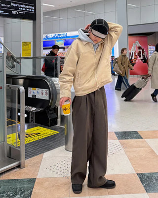 Wide back elastic waist slacks