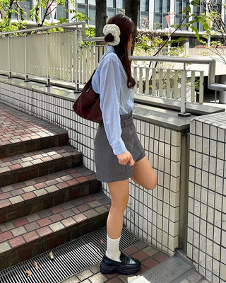 Flap pocket jacket & mini skirt set