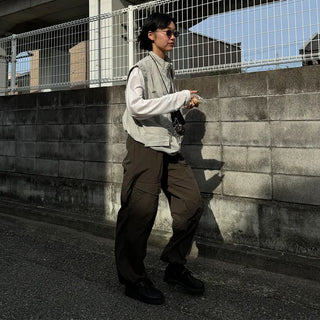 (Unisex) Big Pocket Nylon Easy Pants