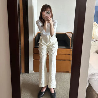 Flower embossed pants