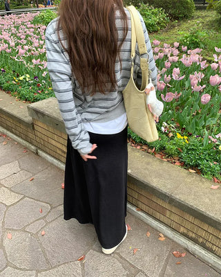 Striped knit polo shirt