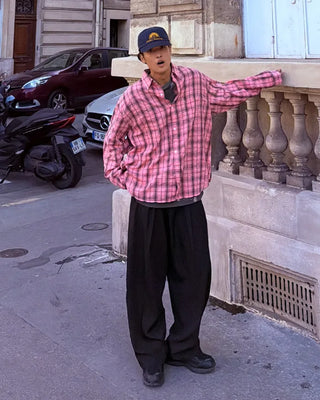 D-ring two-pleat wide-leg pants