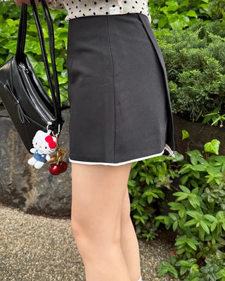 Two-tone mini wrap skirt