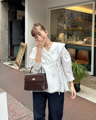 Big collar flared blouse