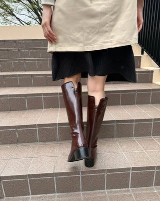 Leather long boots