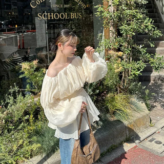 Chiffon off-shoulder blouse