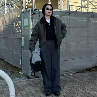 Ribbed wide brushed pants
