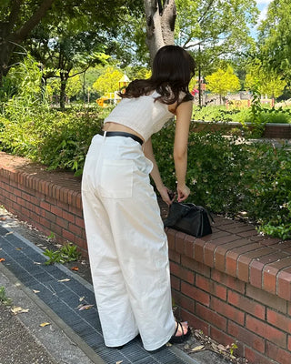 Wide-leg cotton pants