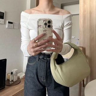 Slim-fit off-shoulder t-shirt