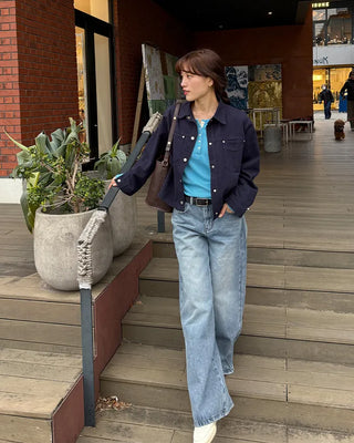 Wide denim pants
