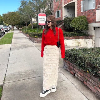 Frilled long skirt