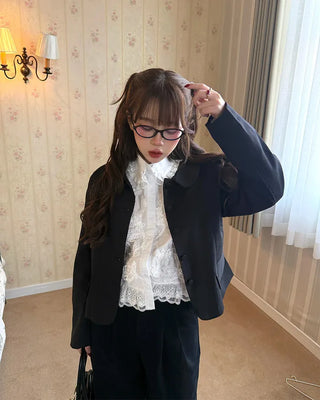 Round collar short jacket