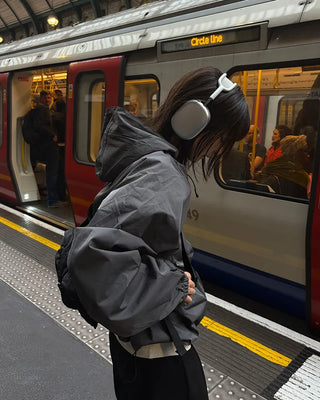 Oversized hooded windbreaker