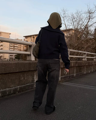 Big Collar Half-Zip Knit