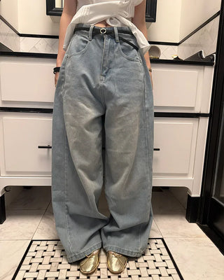 Wide denim pants