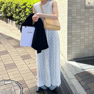 Perforated Long Knit Dress
