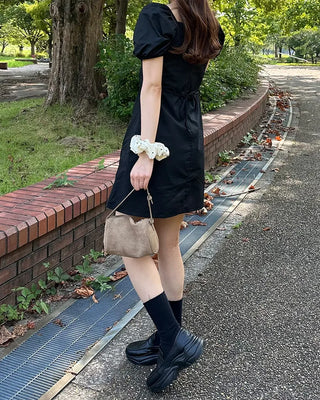 Suede Square Belt Shoulder Bag