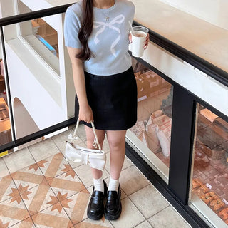Ribbon Half-Sleeve Knit