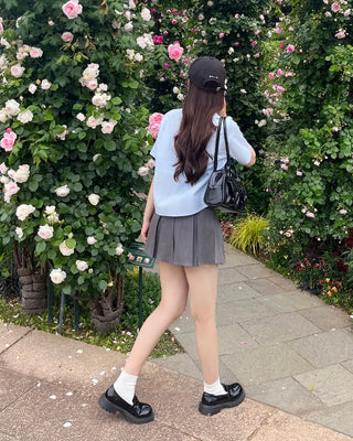 Big pleated mini skirt